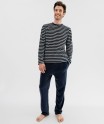 Pyjama en velours avec haut rayé homme